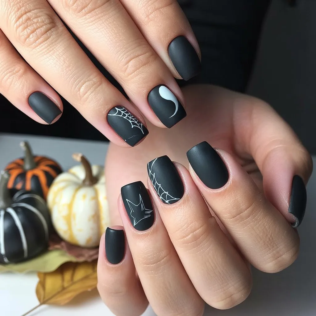 Matte Black Mini Tips Nail