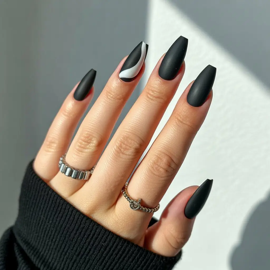 Matte Black Minimalist Nails