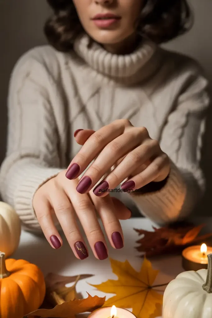 Matte Burgundy Halloween Nails
