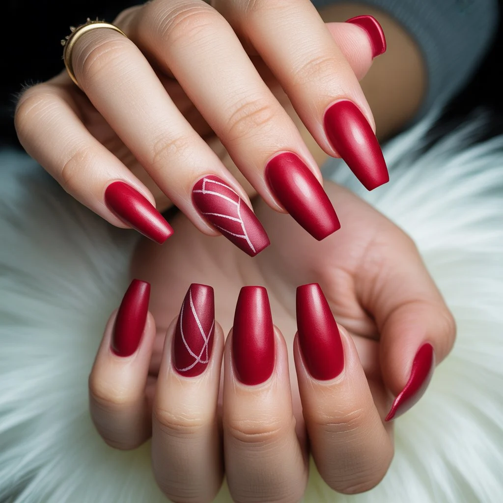 Matte Crimson Acrylic Nails