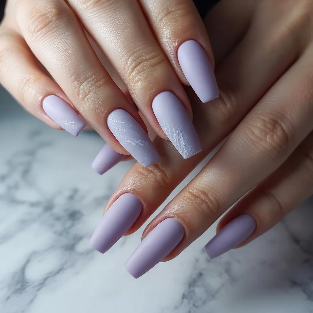 Matte Lilac Frost Nails
