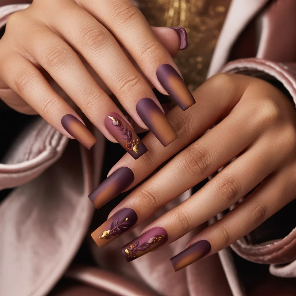 Matte Purple Cocoa Nails
