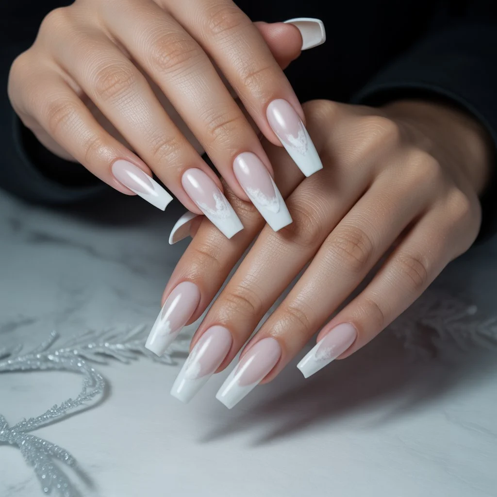 Matte Snow French Tips Nail