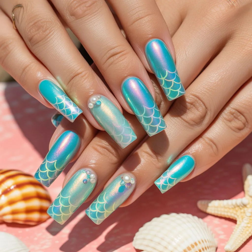 Mermaid Scale Gel Nails