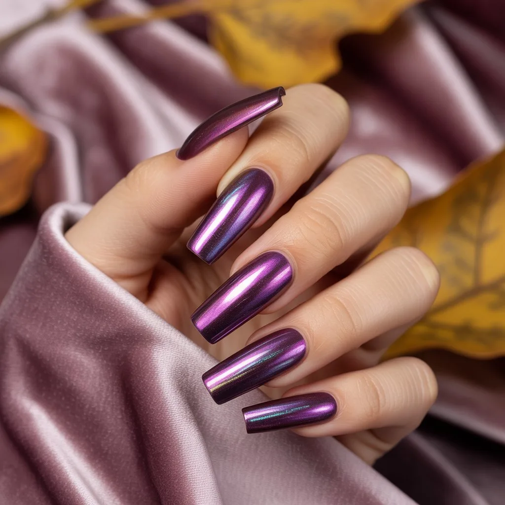 Metallic Amethyst Tips Nail