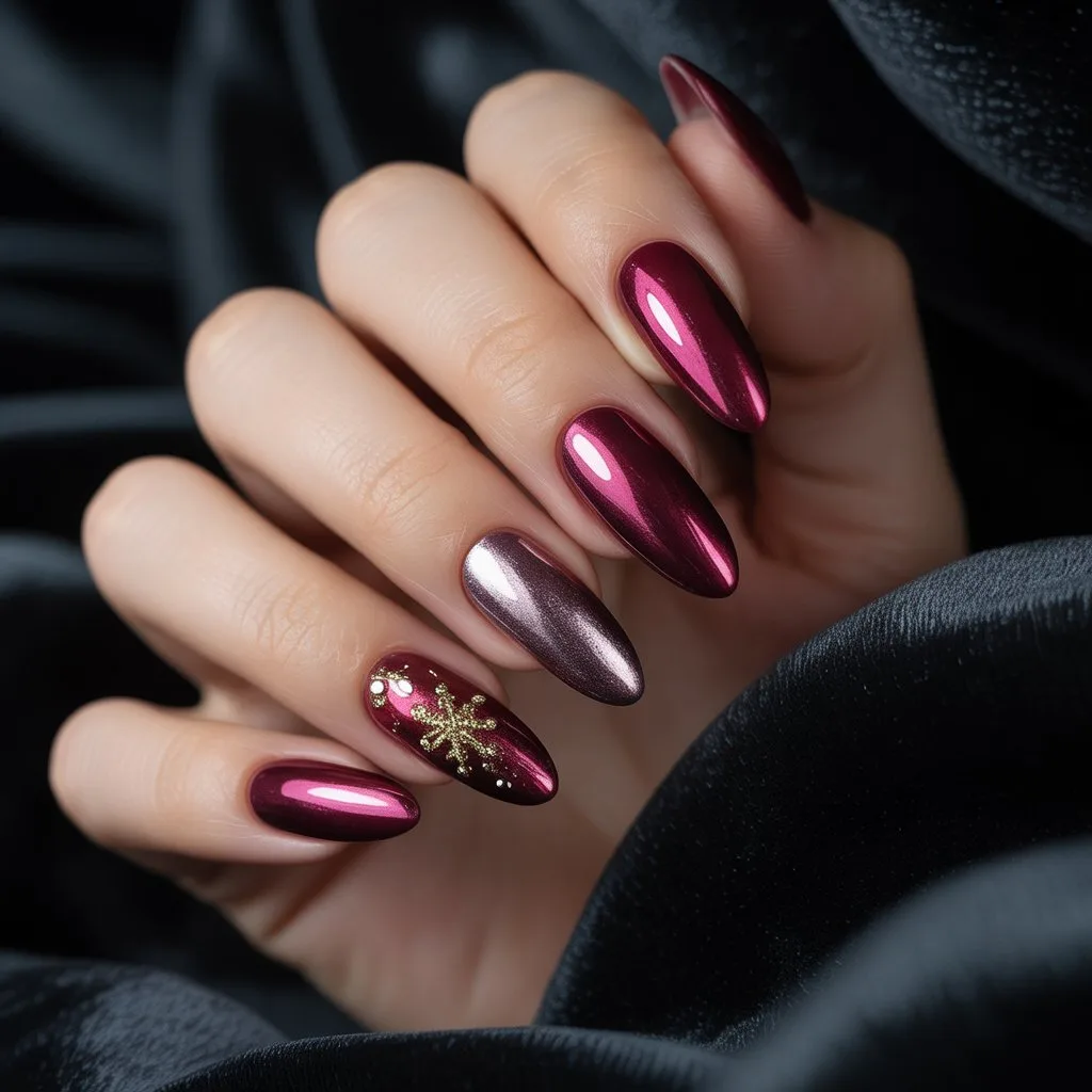 Metallic Burgundy Gel Shine Nail