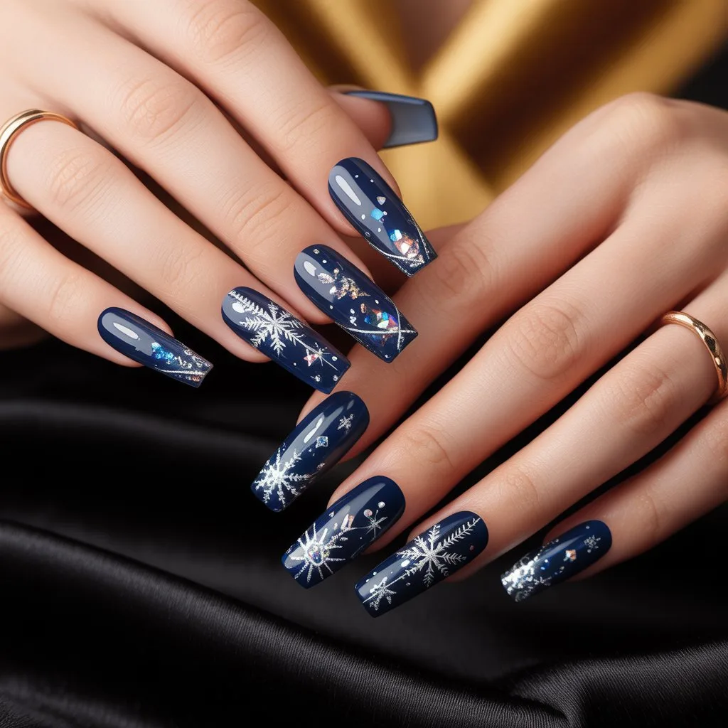 Midnight Blue Luxe Gel Nails