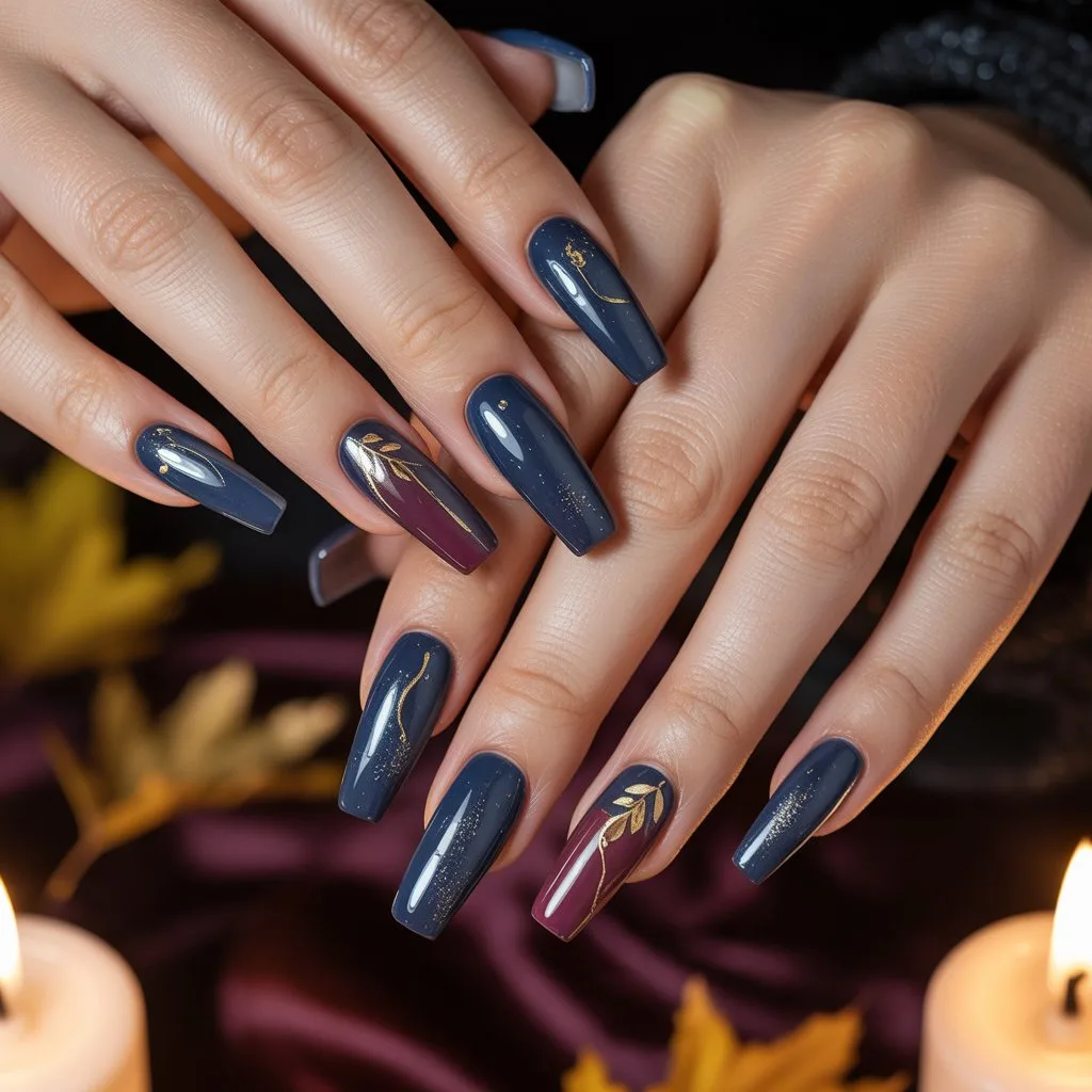 Midnight Navy Long Nails