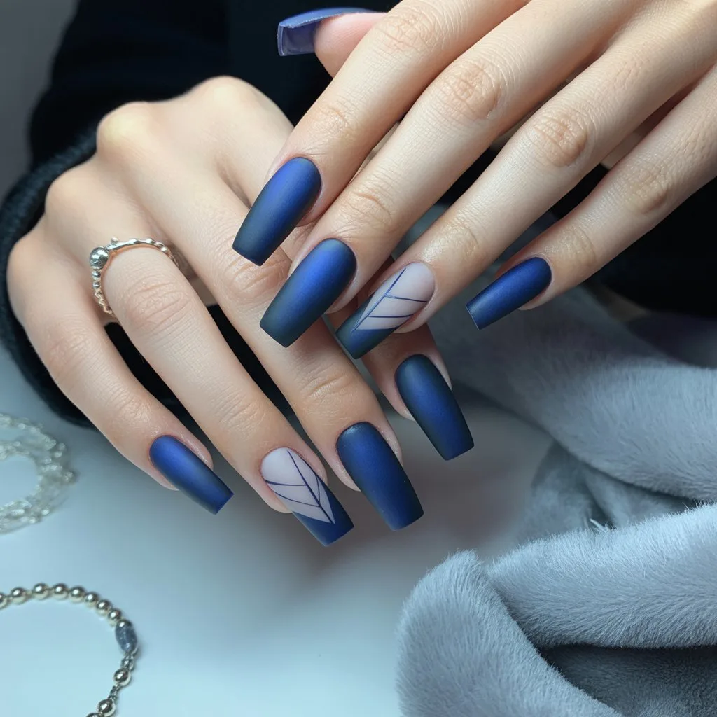 Midnight Navy Matte Nails
