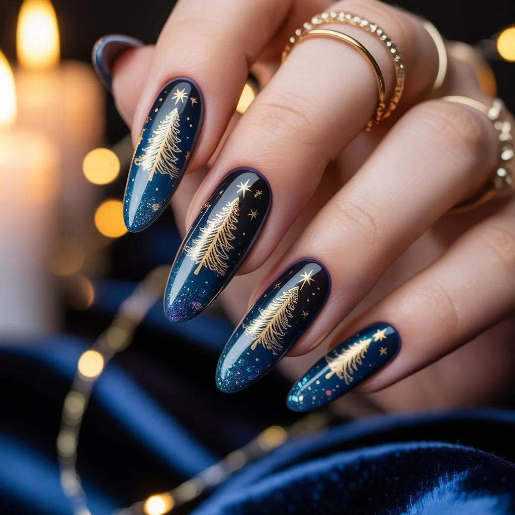 Midnight Sky Tree Nails