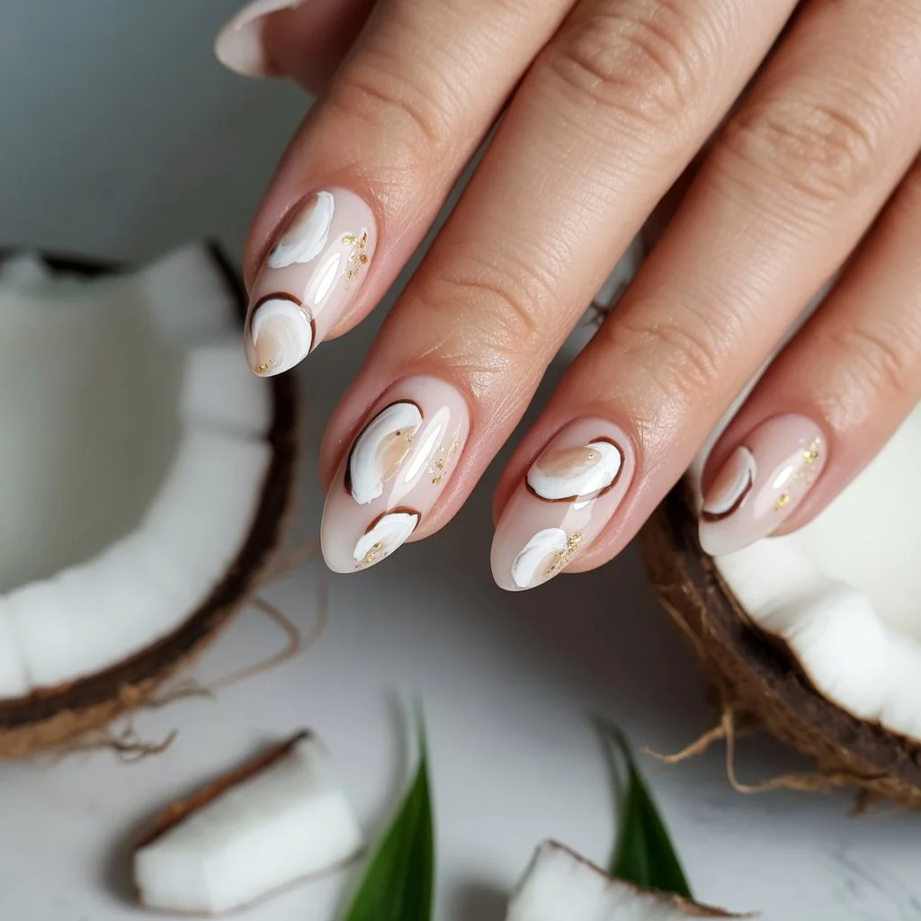 Milky Coconut Almond Nails