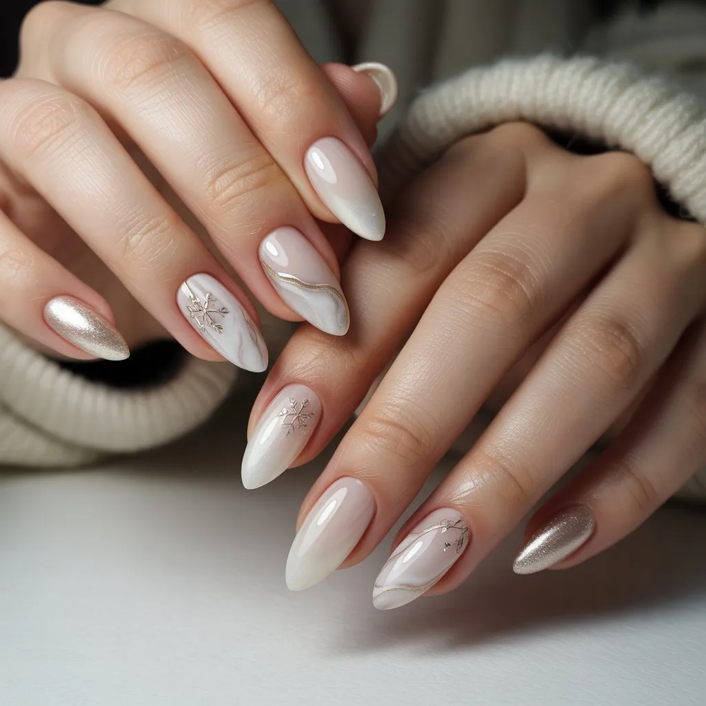 Milky Frosted Neutral Nails