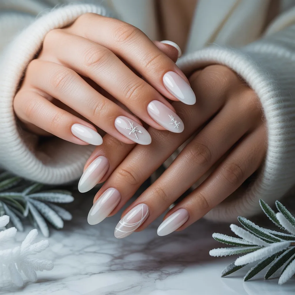 Milky Snow White Nails