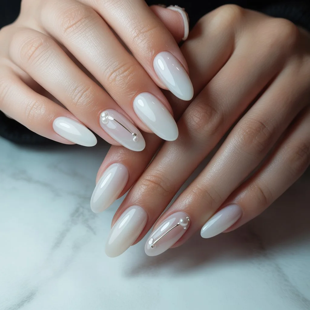 Milky White Gel Nails