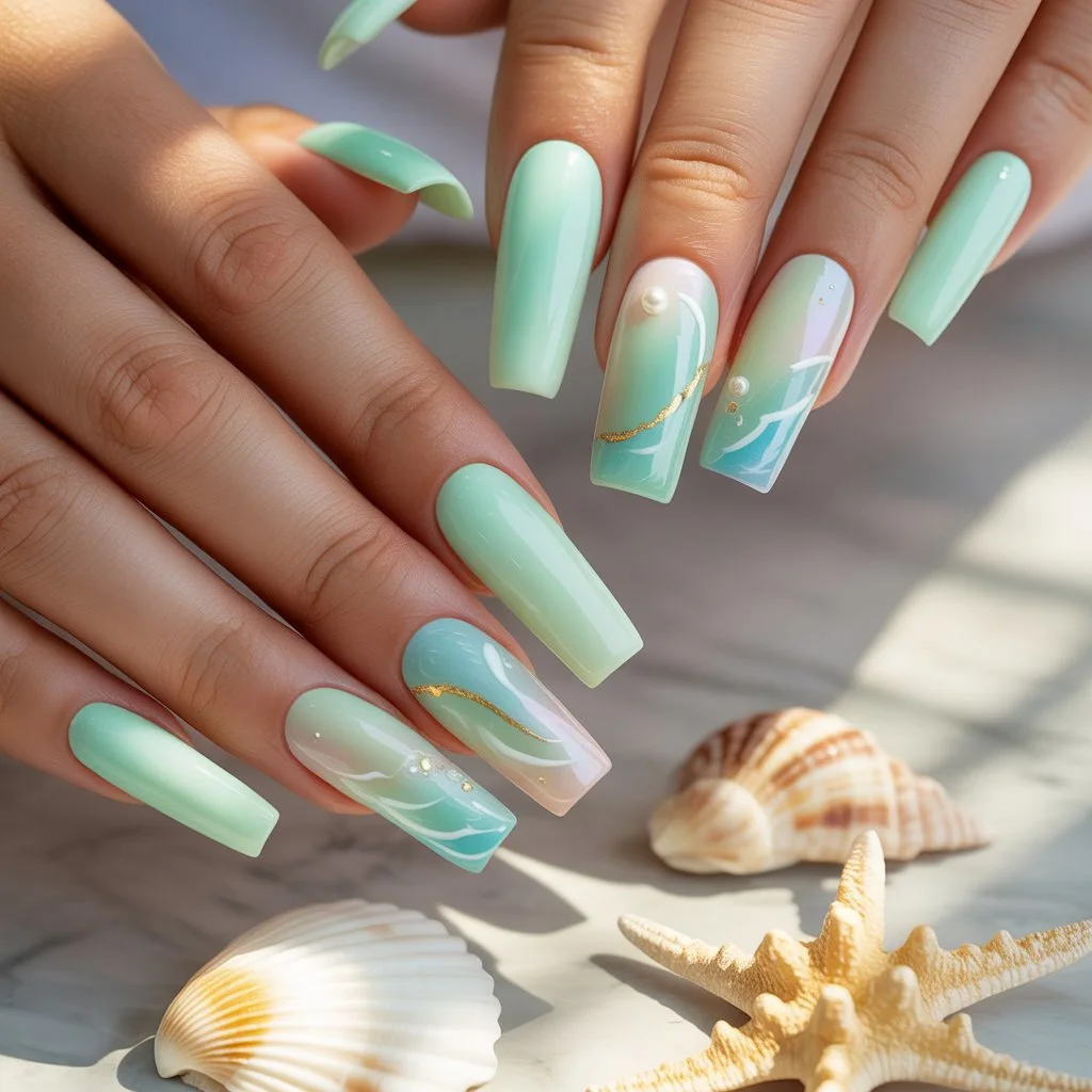 Mint Seafoam Nails