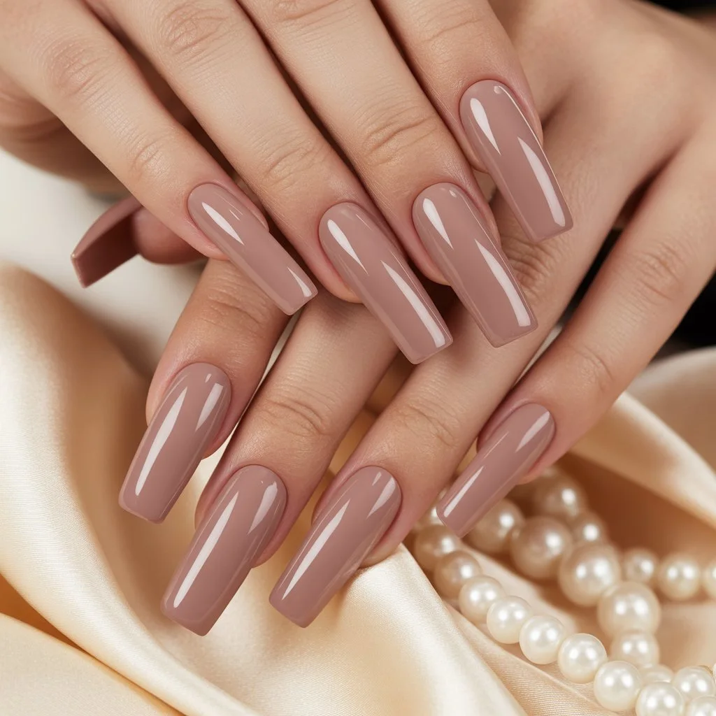 Mocha Pink Gloss Nails