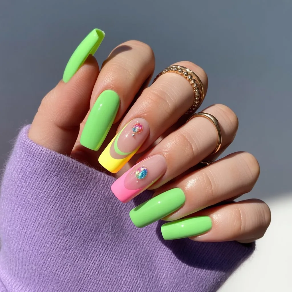 Neon Party Pop Nails