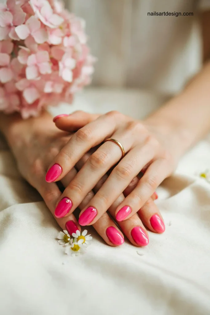 Neon Pink Summer Gel Nails