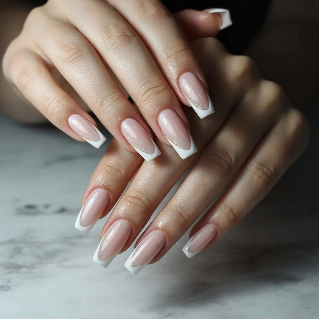 Neutral French Glow Tips Nail