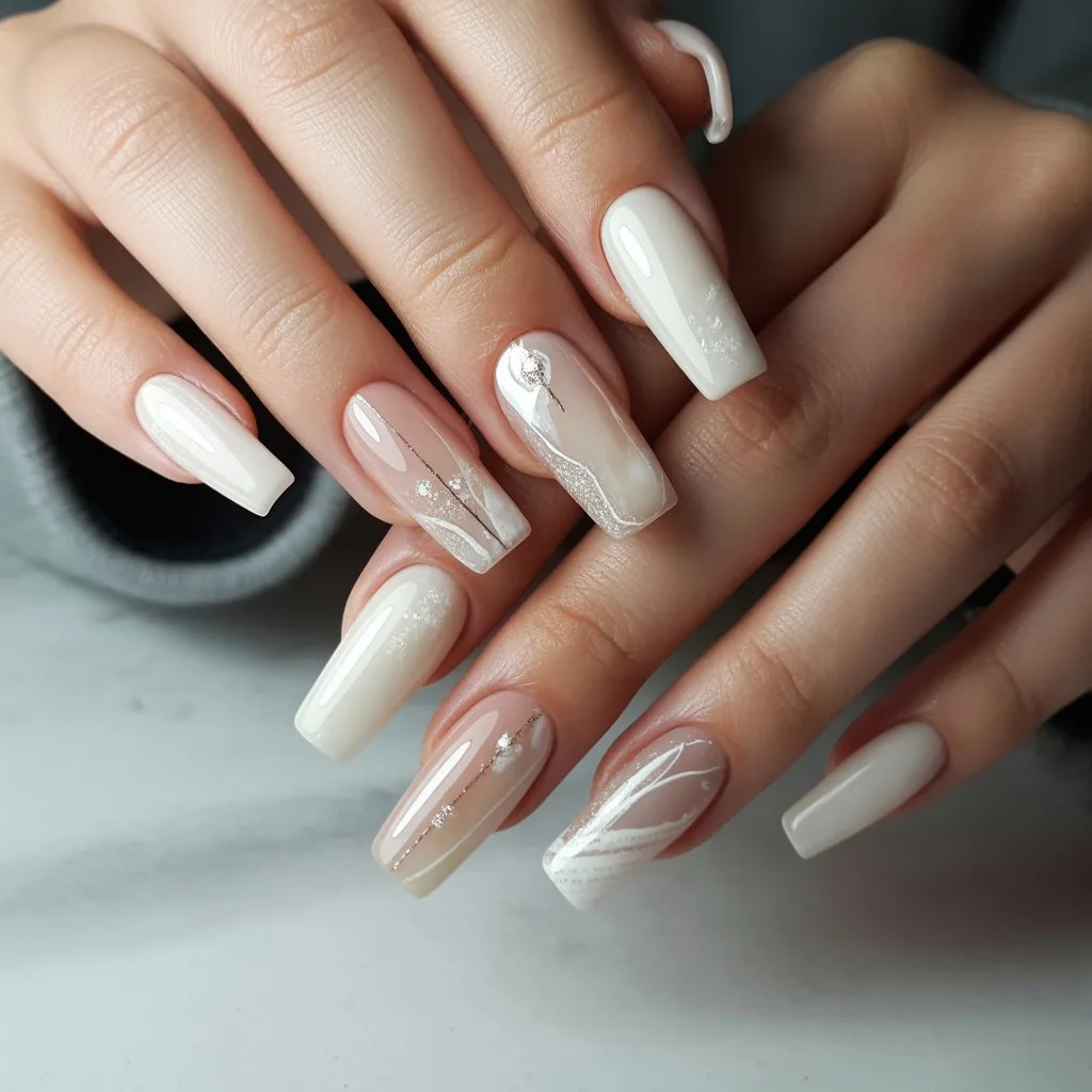 Neutral Snow-Glaze Nails