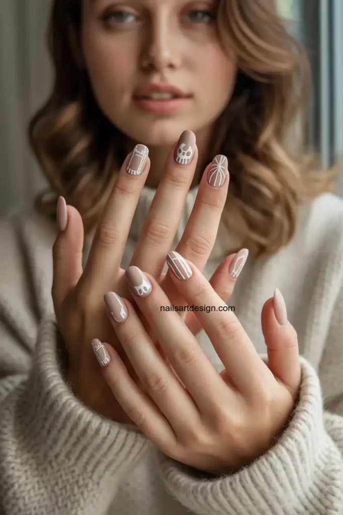 Nude Skeleton Nail Art