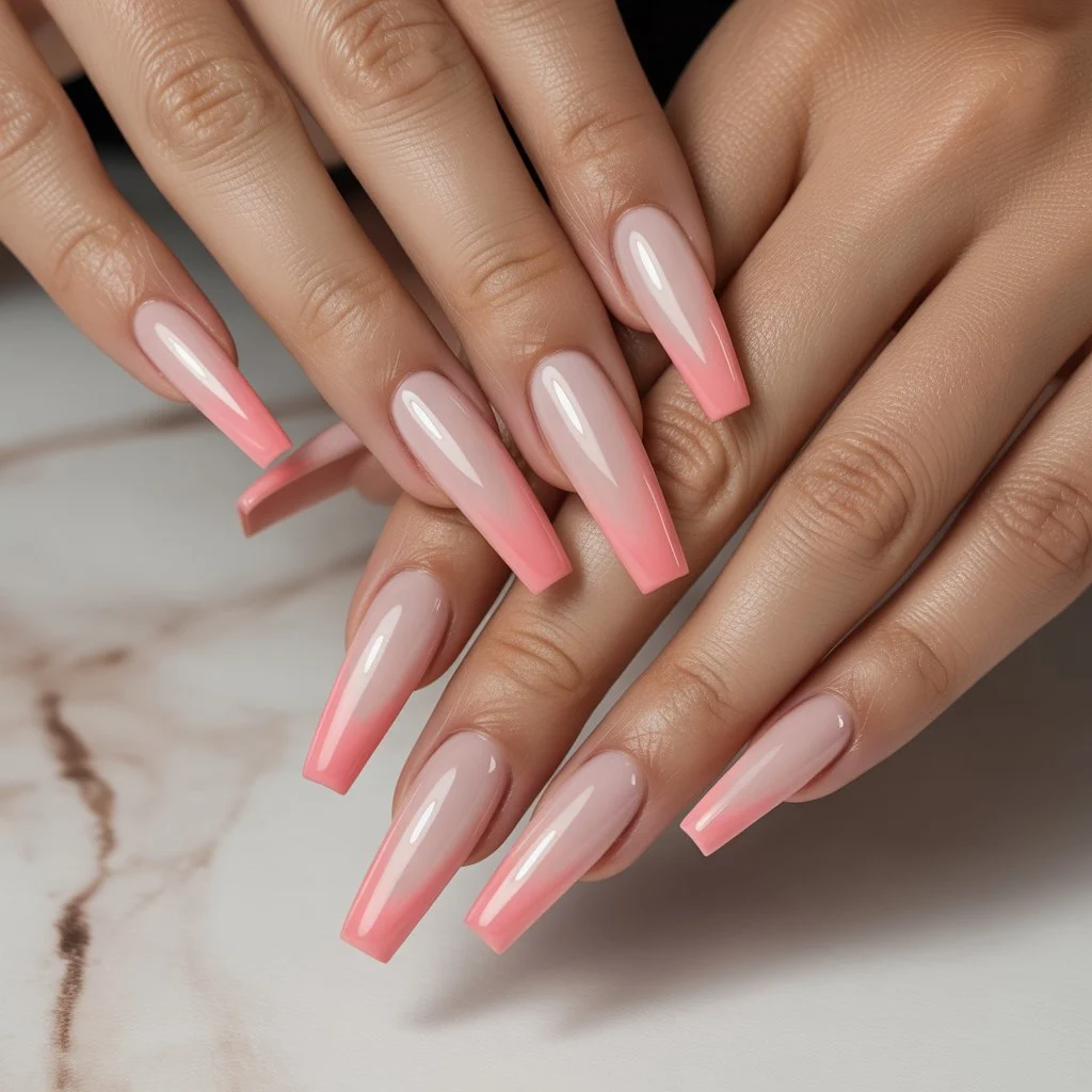 Nude-to-Pink Summer Soft Ombre Nails