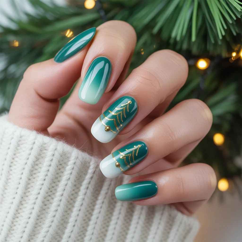 Ombre Evergreen Fade Nails