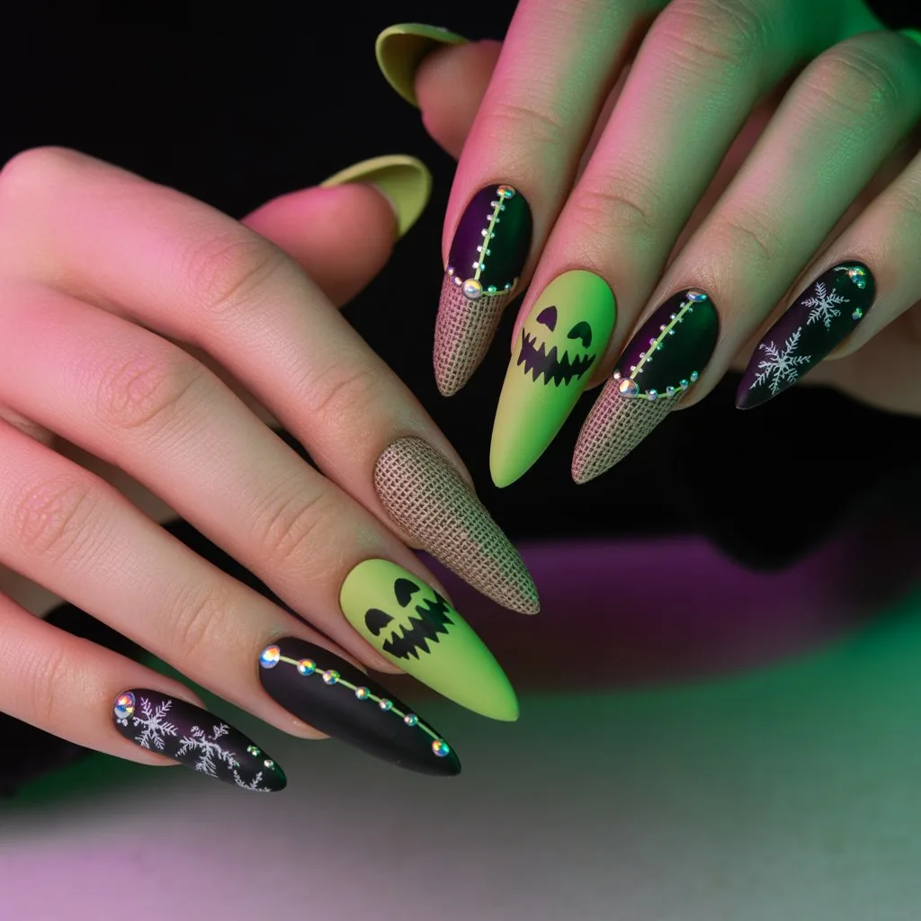 Oogie Boogie Glow Nails