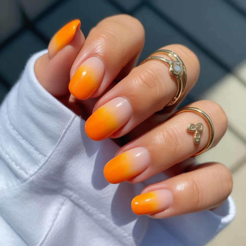 Orange Creamsicle Ombre Nails