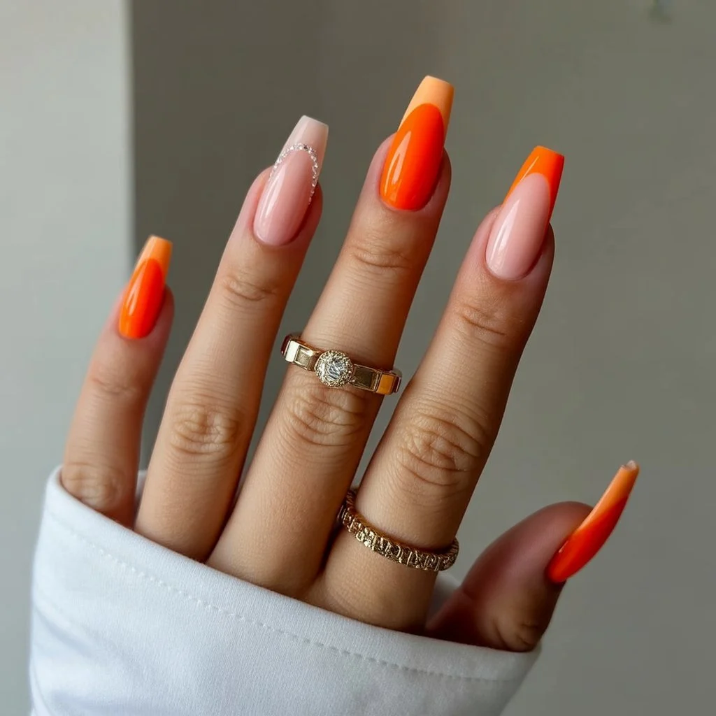 Orange Jelly Glass Nails