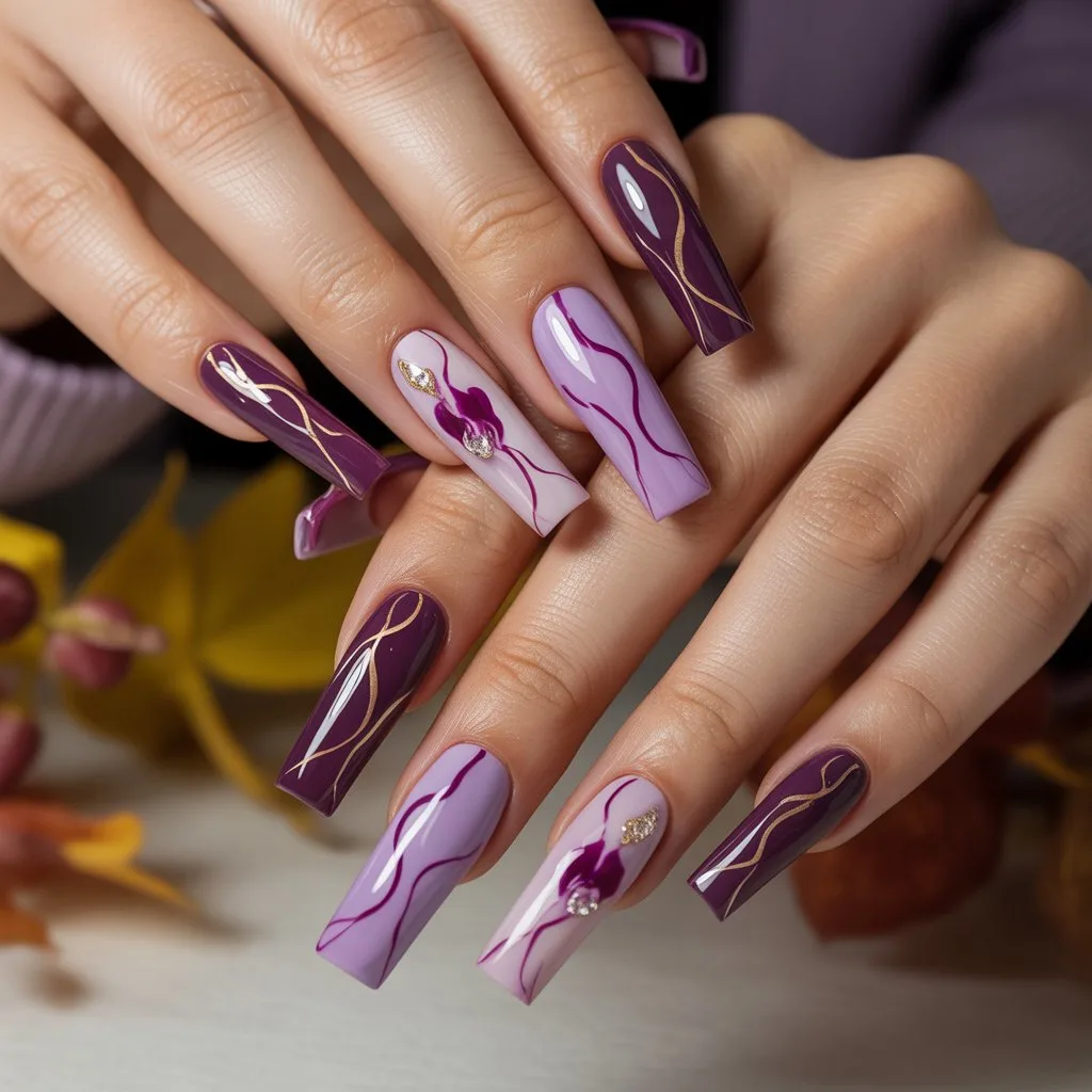 Orchid Abstract Lines Nail