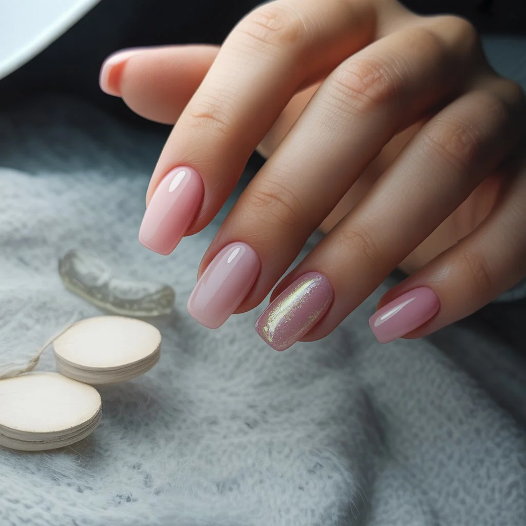 Pale Icy Pink Nails