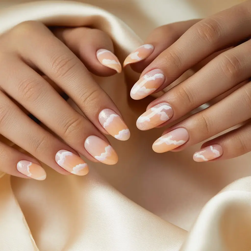 Pastel Peach Cloud Nails