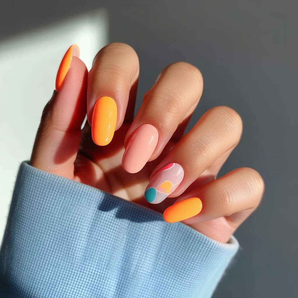 Pastel Peachy Summer Nails