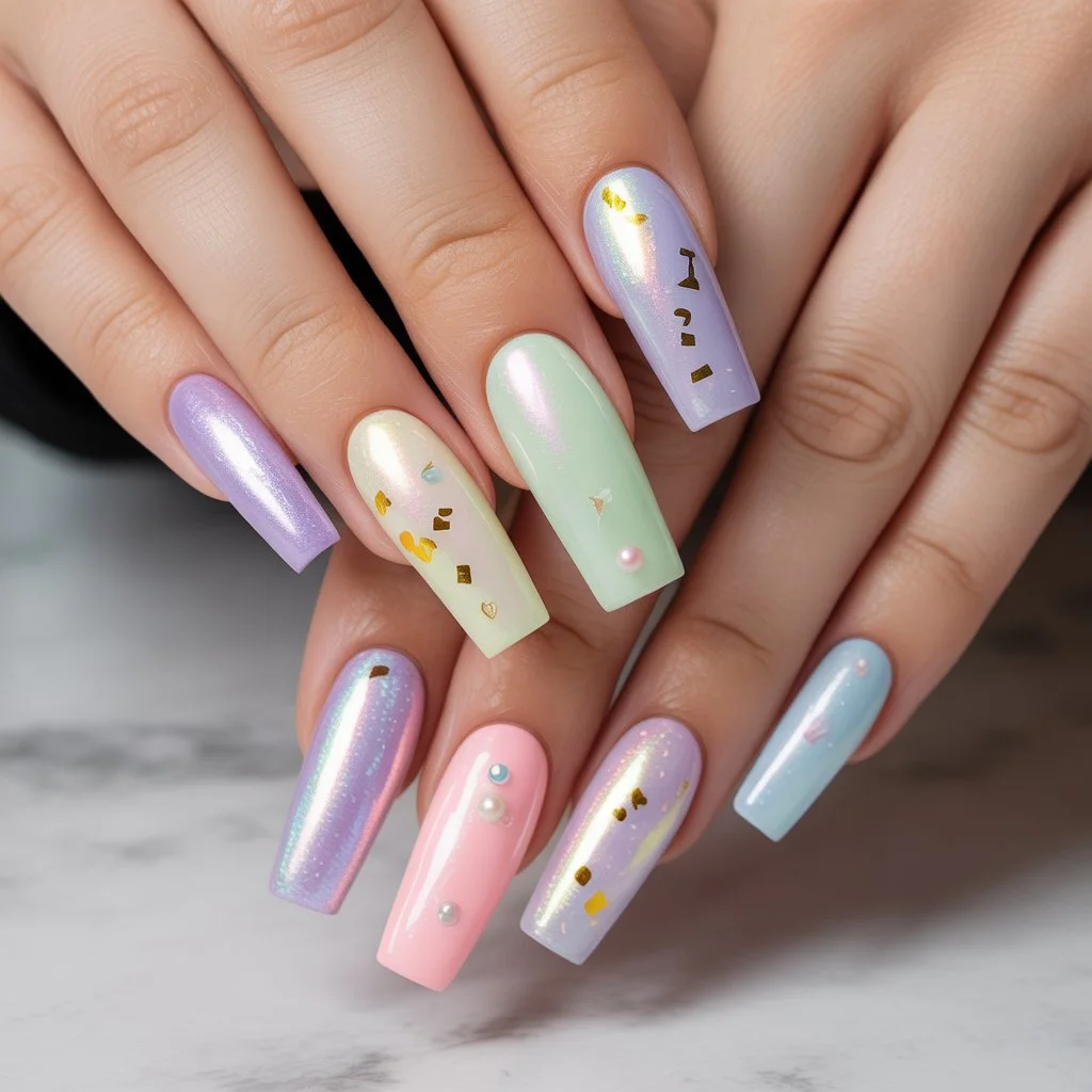 Pastel Shimmer Birthday Nails