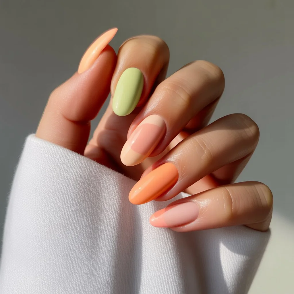 Peach Sorbet Almond Glow Nails