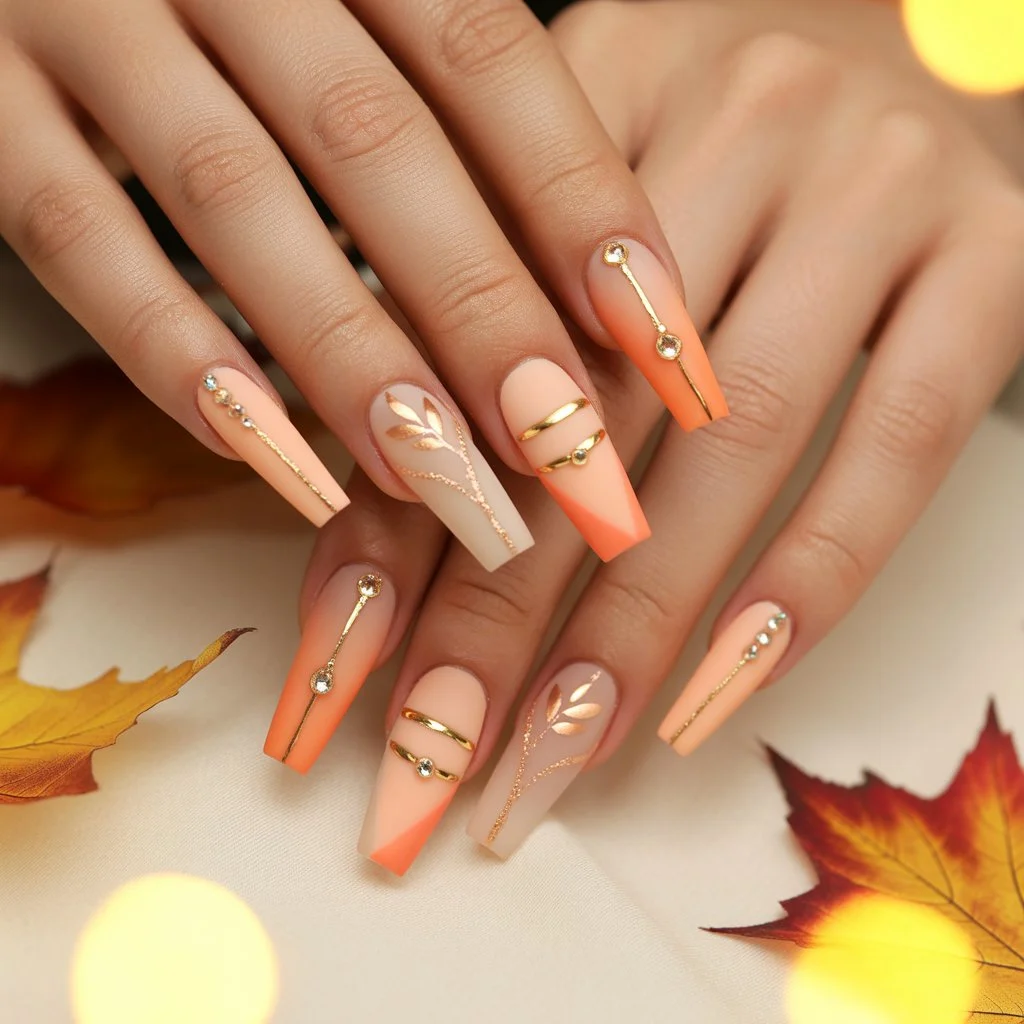 Peachy Fall Glow Nails