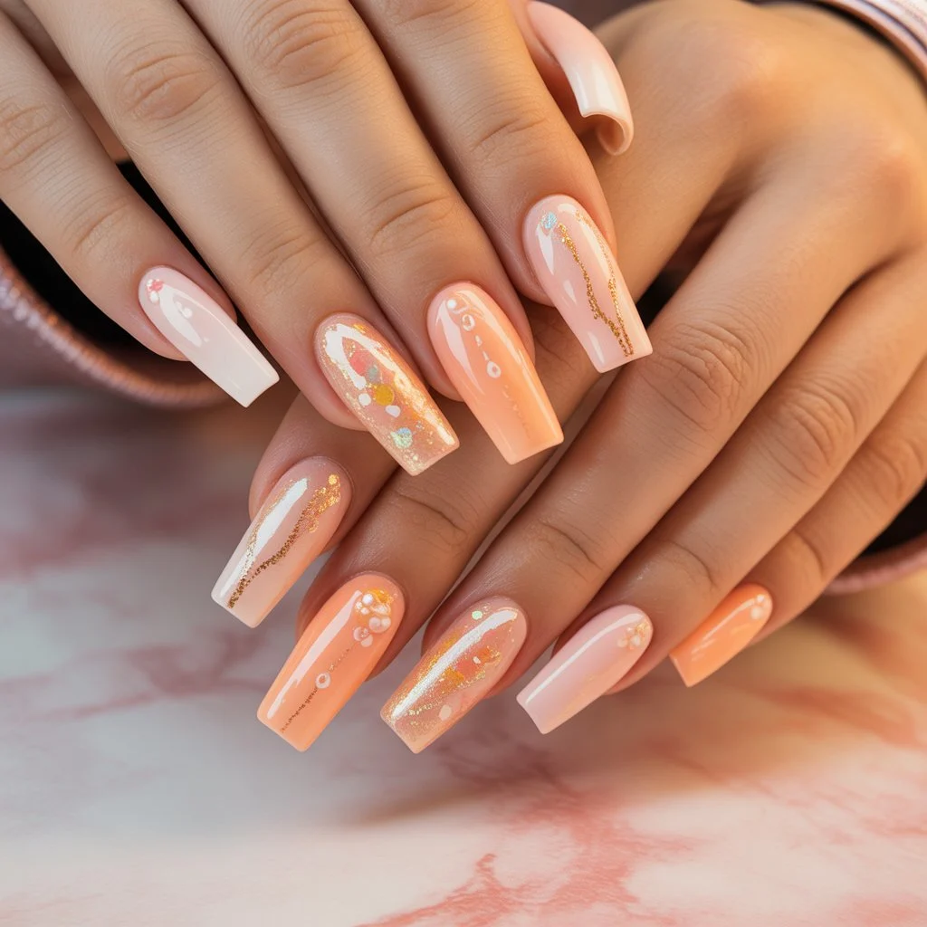 Peachy Glow Birthday Nails