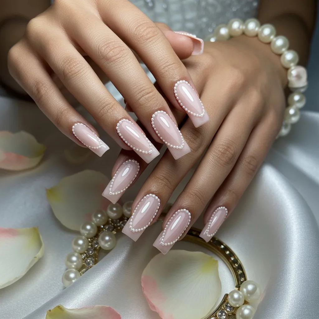 Pearl-Pink Micro French Nails