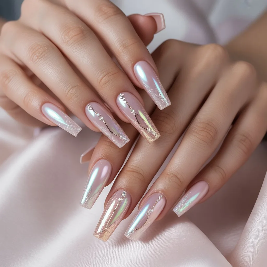 Pink Aurora Glow Nails