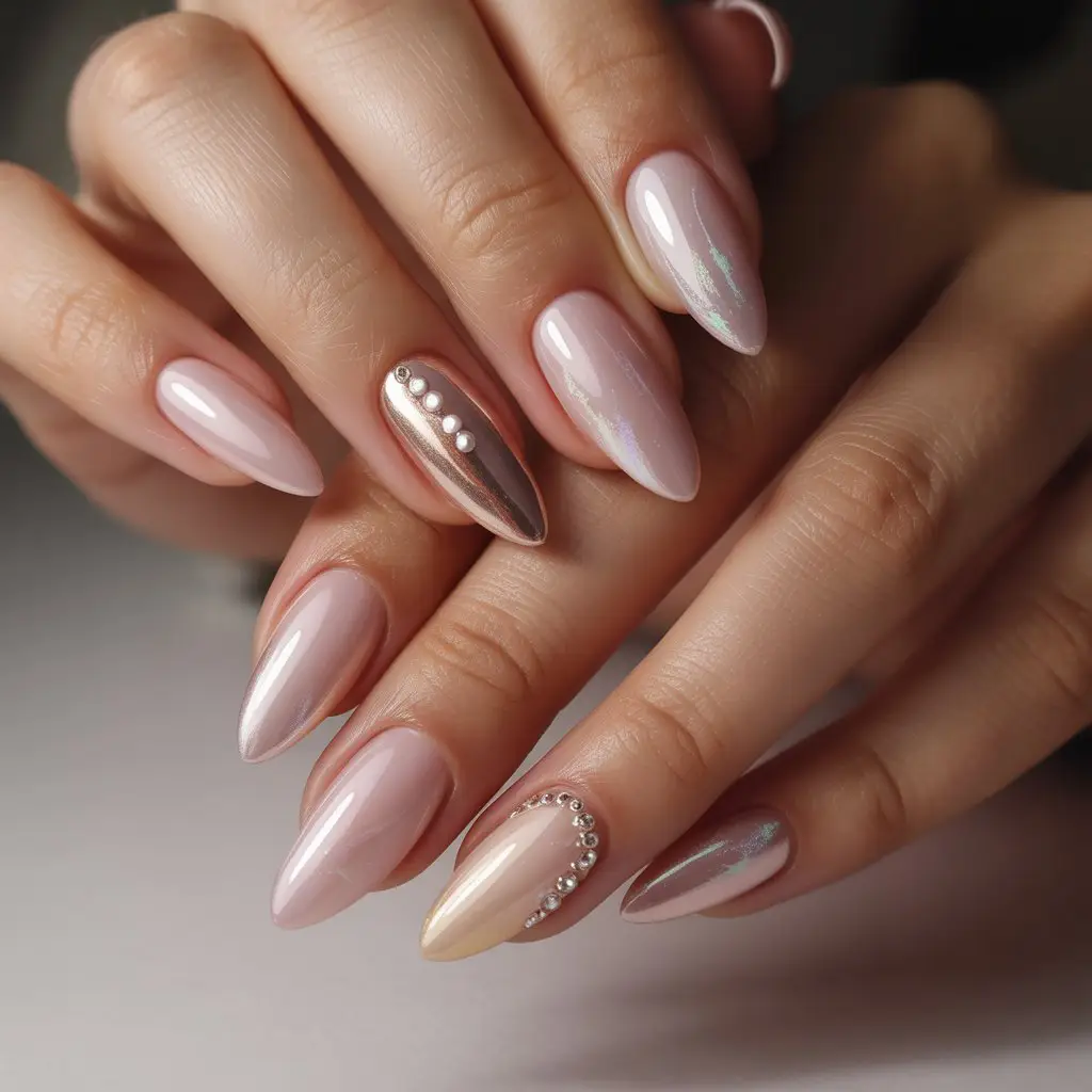 Pink Beige Aura Glow Nail