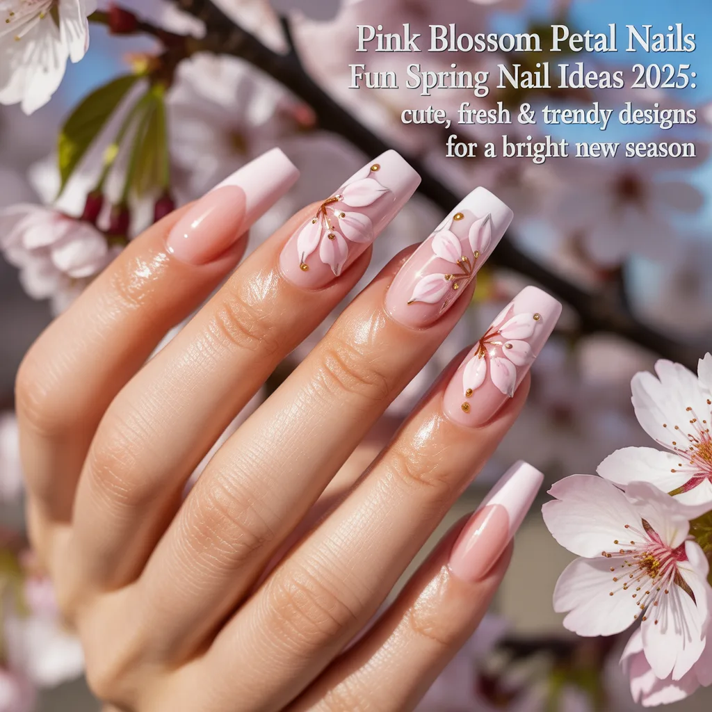 Pink Blossom Petal Nails