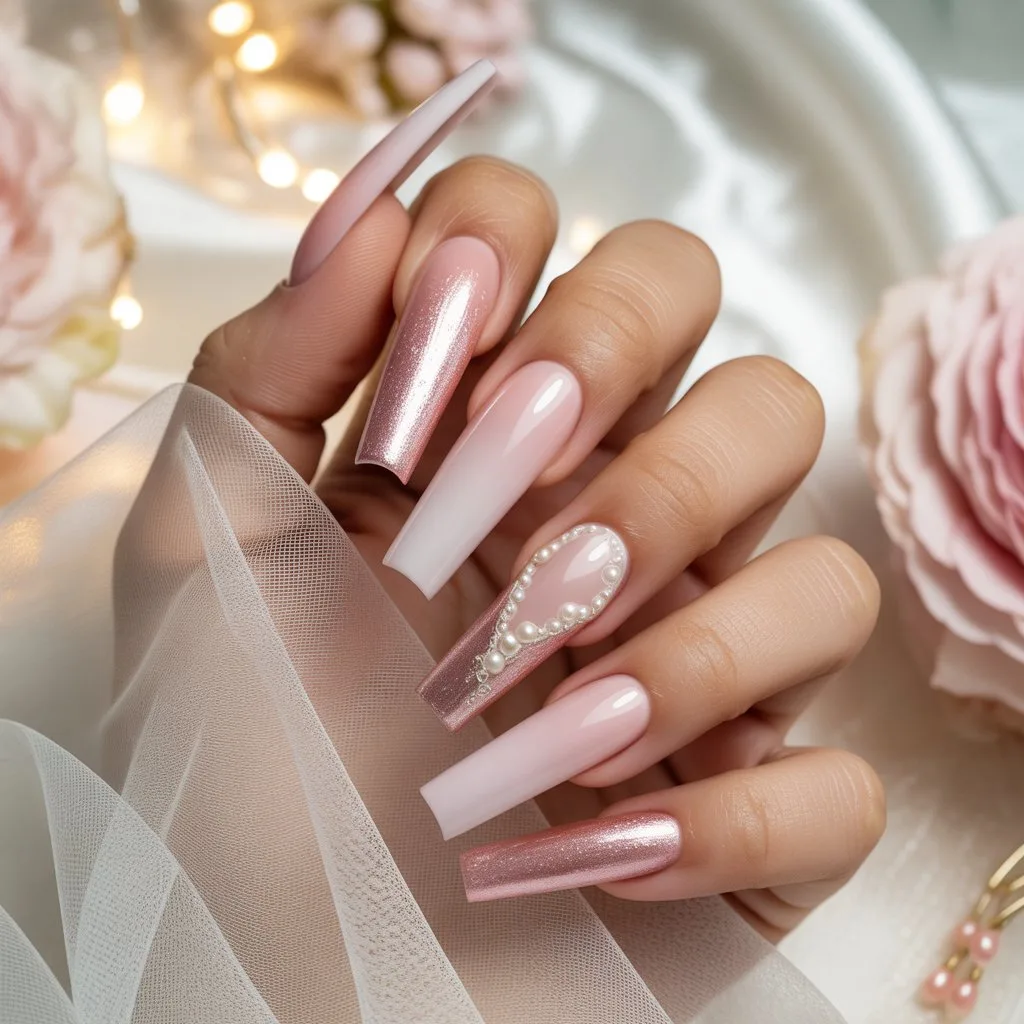 Pink Veil Ombre Nails