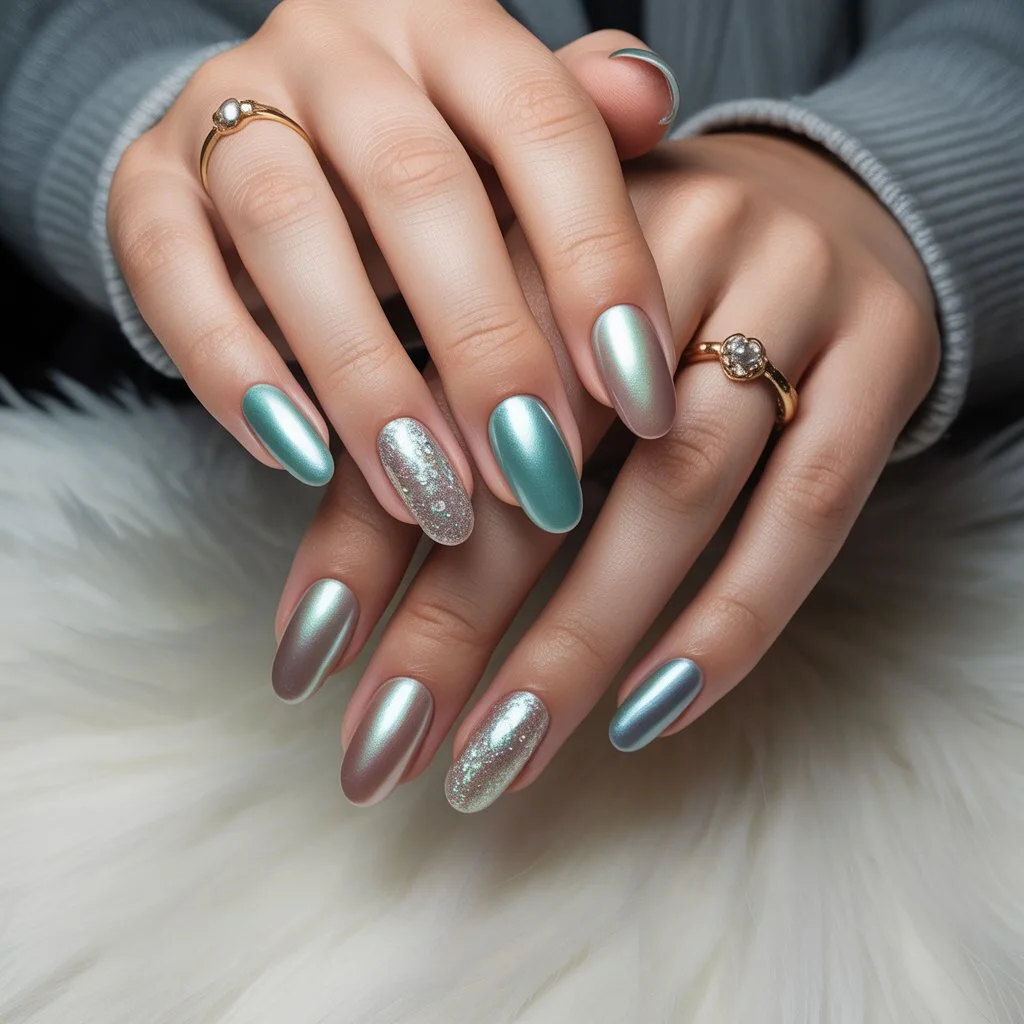 Platinum Pearl Fade Nails