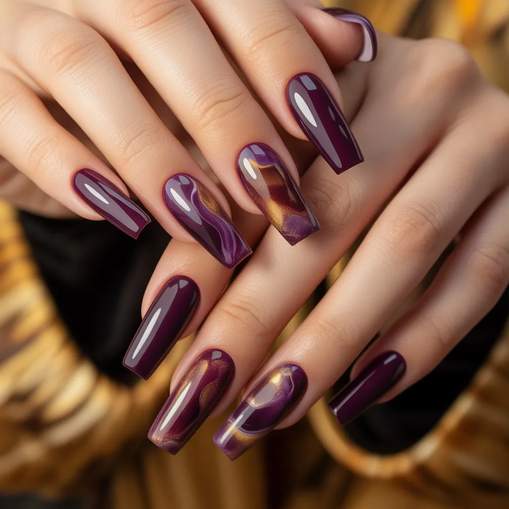 Plum Tortoiseshell Mix Nails