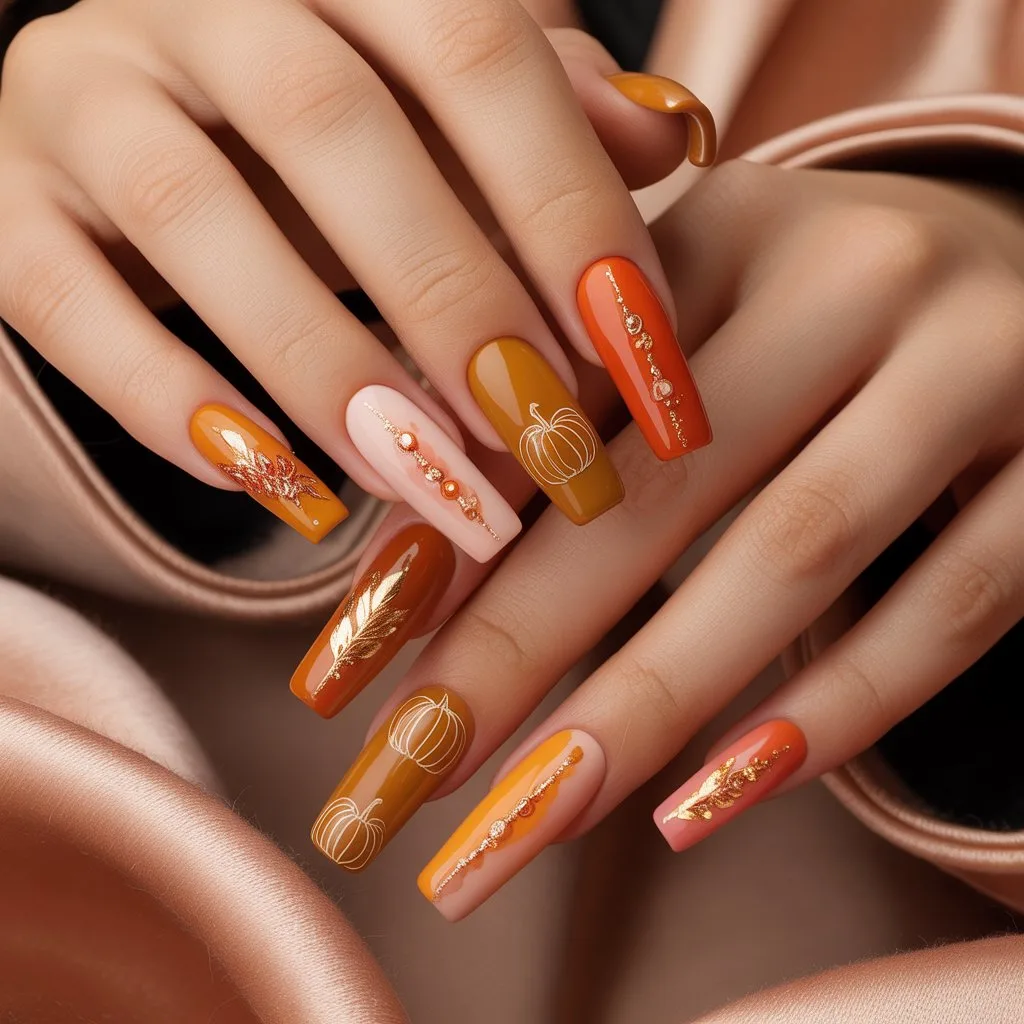 Pumpkin Patch Orange Nails