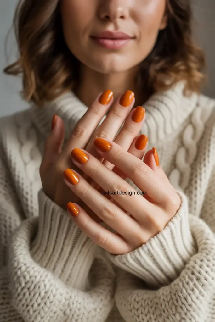Pumpkin Spice Short Nails