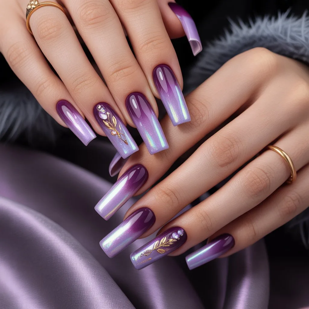 Purple Aura Glow Nails
