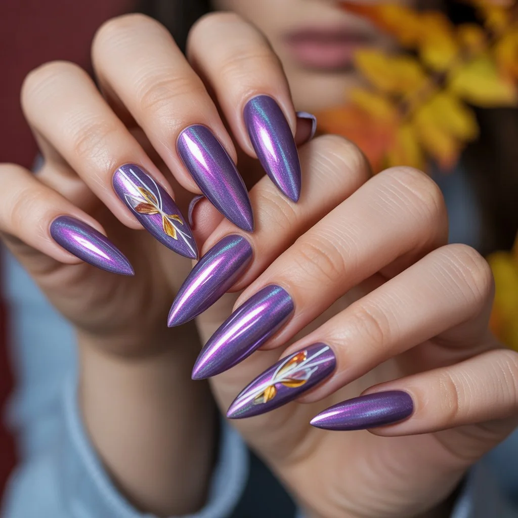 Purple Holographic Nails