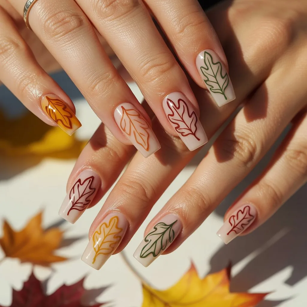 Quirky Leaf Outline Nails